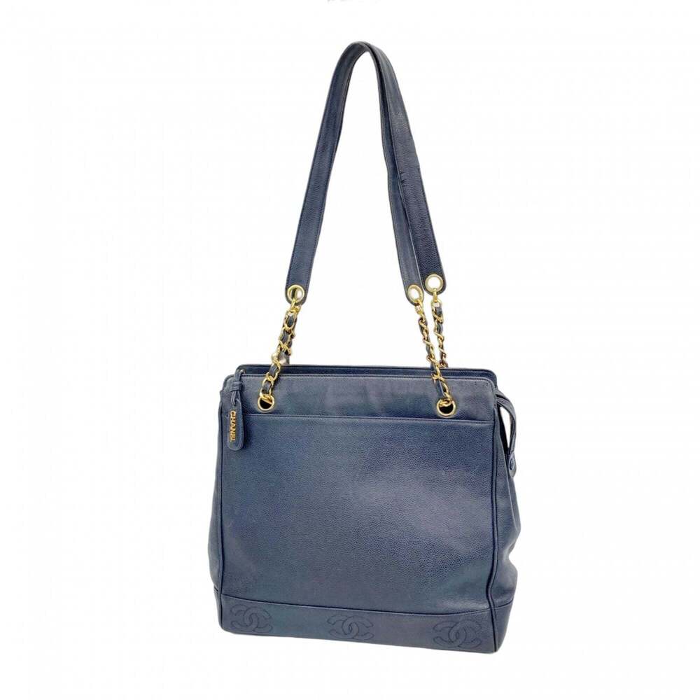 CHANEL Blue Caviar Leather Tote Bag